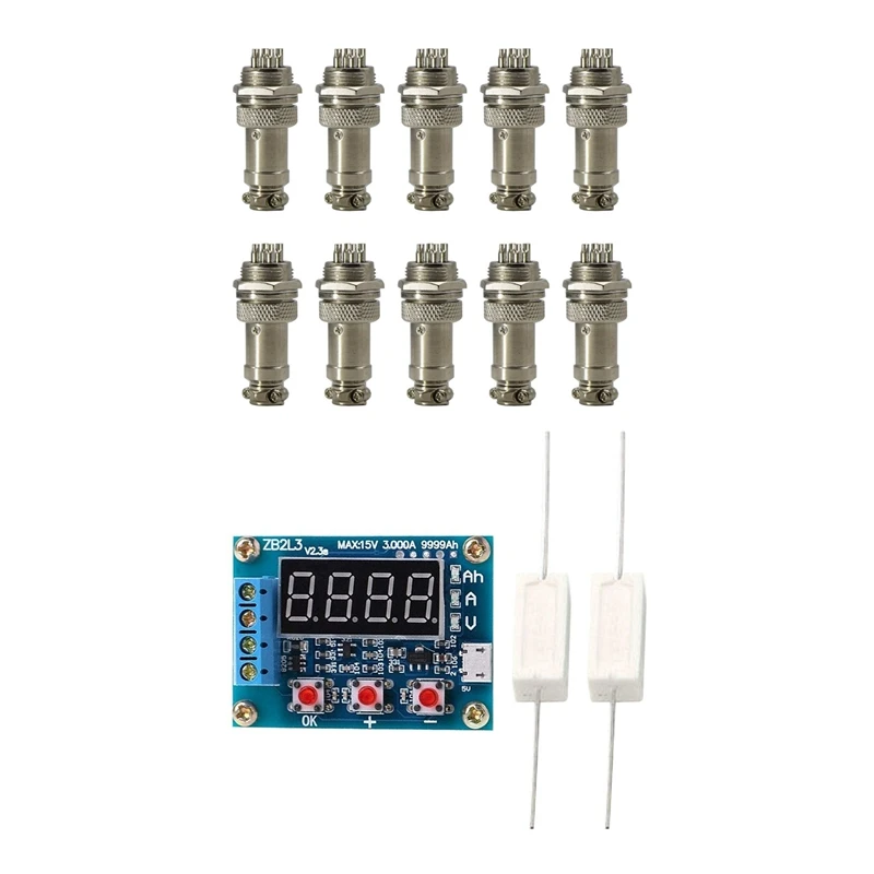 

JFBL Hot 4 Pin Metal Male Female Panel Connector 16Mm GX16-4 Silver Aviation Plug With ZB2L3 Battery Tester