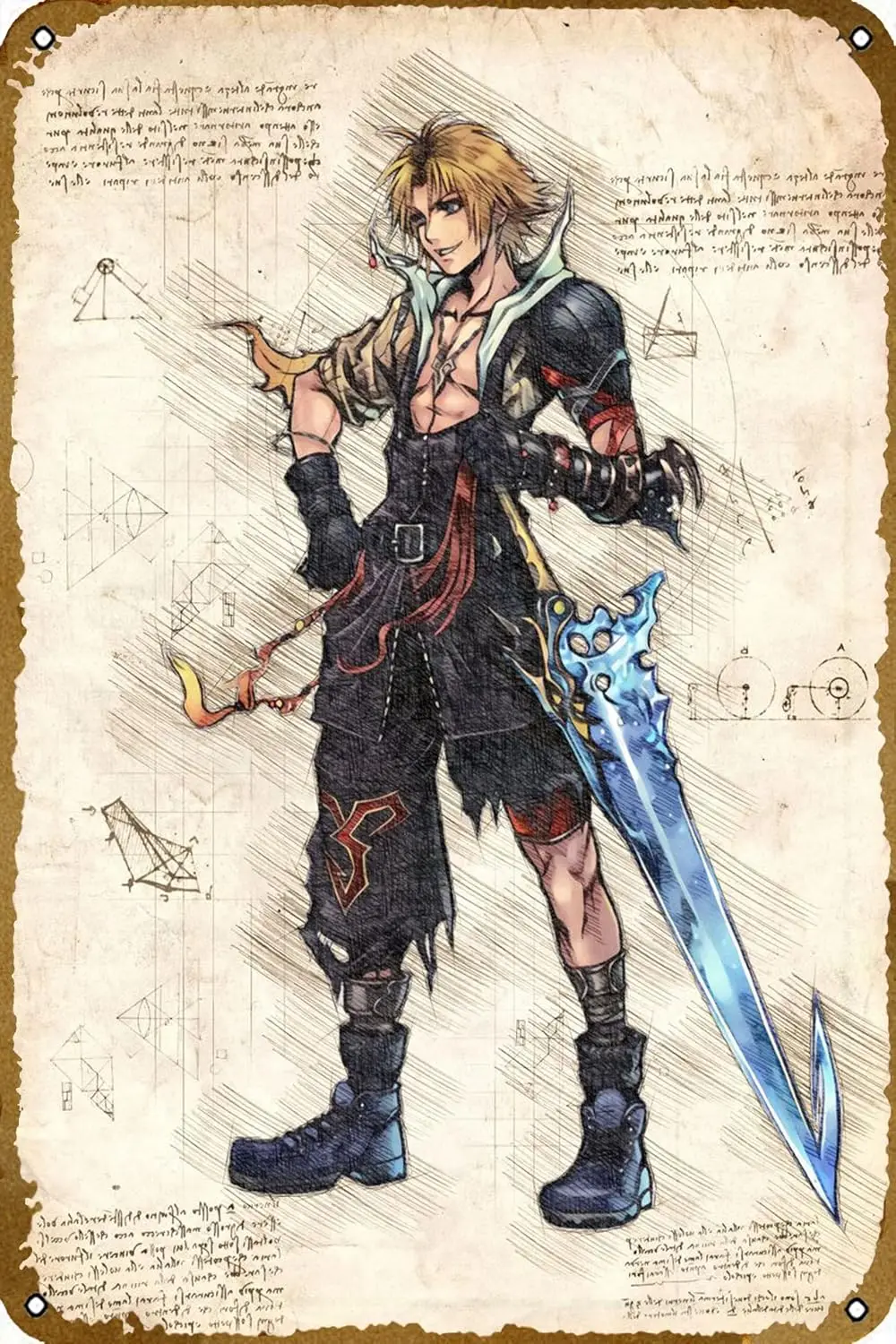 Tdus FFX Плакат Vntge Gme Tn Sgn Retro Metl 8x12 nches