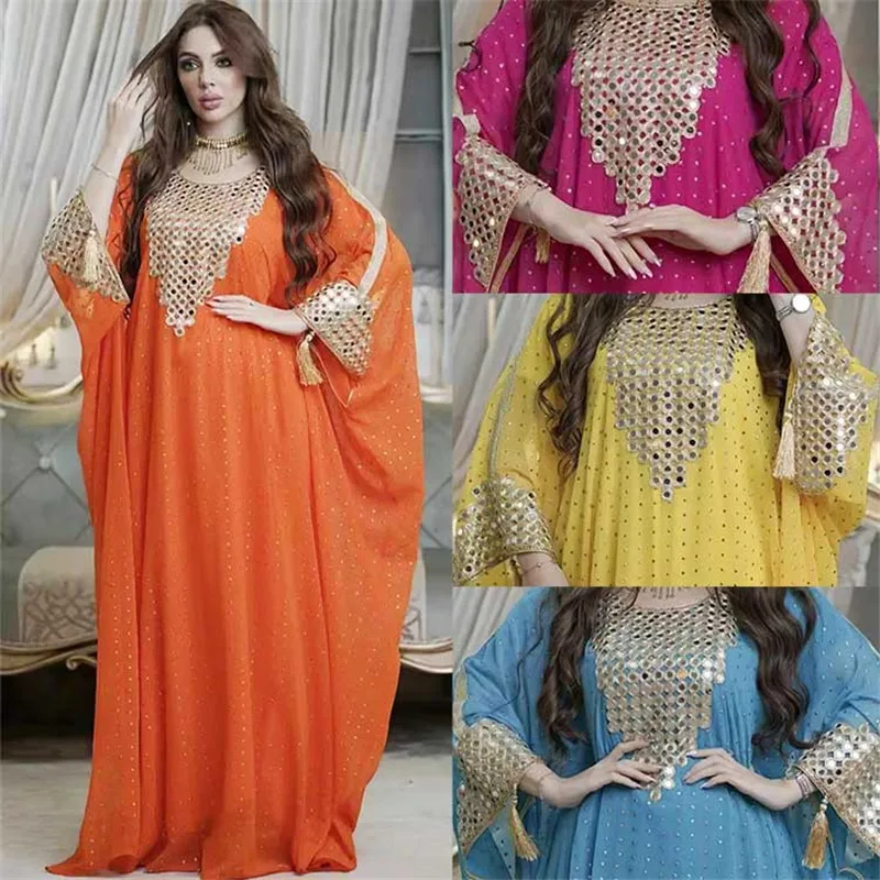 

Women Muslim Chiffon Loose Maxi Dress Dubai Turkey Kaftan African Dresses Moroccan Caftan Dashiki Arab Robe Ramadan Gown Abayas