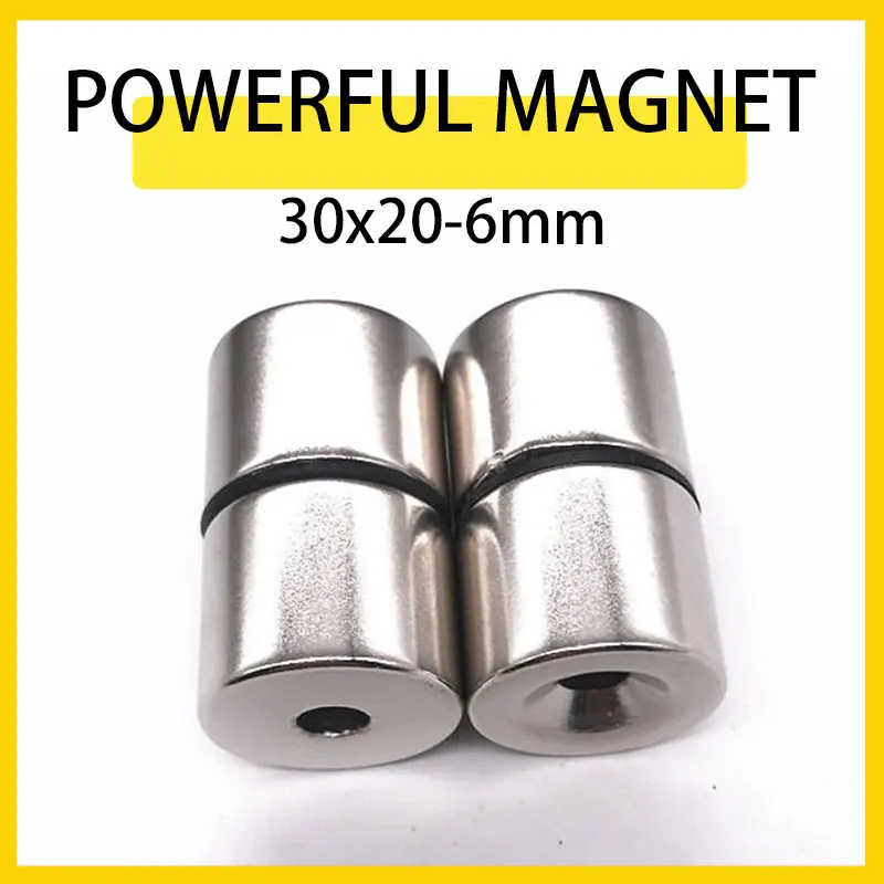 

1/2/3/5PCS 30x20mm Hole 6mm N35 Strong Round Magnet Countersunk Rare Earth Neodymium Magnets Permanent magnet Disc