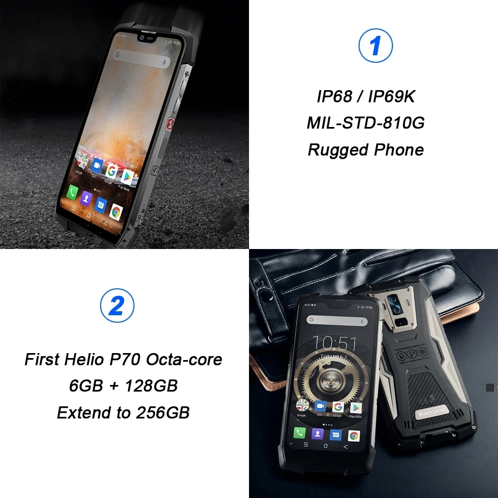 Cena Blackview BV9700 Pro IP68 Wytrzymały Telefon Komórkowy Helio P60 Octa Core 6GB + 128GB Android 9.0 16MP + 8MP Kamera Noktowizyjna Smartfon