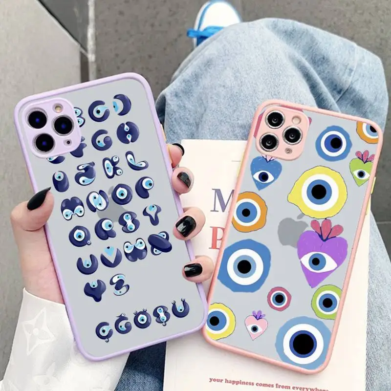 

Lucky Blue Evil Eye Phone Case for iPhone 14 11 12 13 Mini Pro Max 8 7 Plus X XR XS MAX Translucent Matte Cover