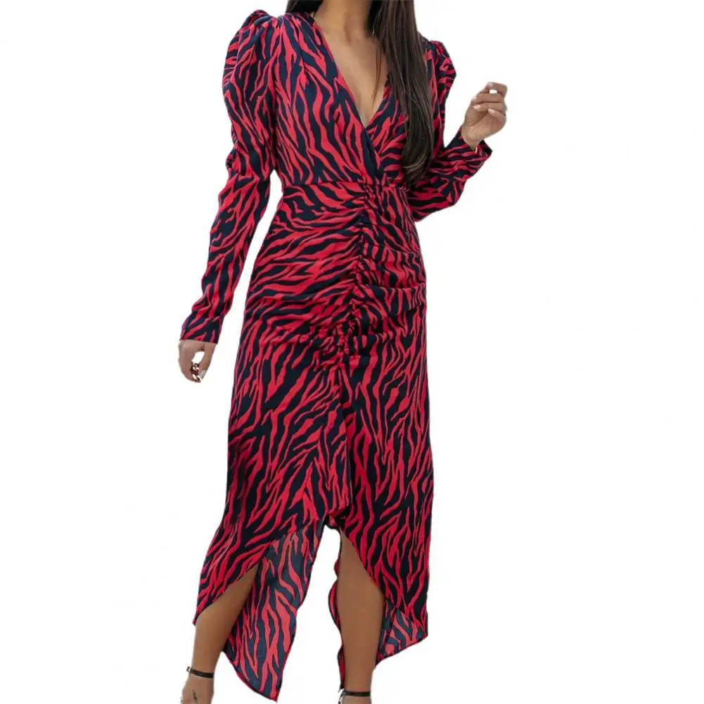 

Lady Long Dress Women Elegant Asymmetric V Neck Backless Fire Print Spring Maxi Dresses for Women 2022 Party