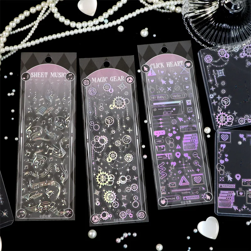 1 Sheet Laser Hot Silver Gooka Sticker Korean Stationery Hand Account Decoration DIY Photo for Journal Diary Album