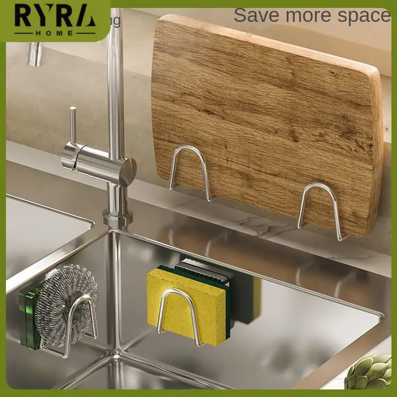

New Acrylic Shelf Stainless Steel Storage Rack Kitchen Multifunctional Drain Rack Household Gadgets Wall Hanging Hook Punch-free