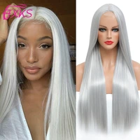 highlight silver long straight synthetic lace wigs gold 99j brown natural black color hair part lace wigs 26in for women fxks