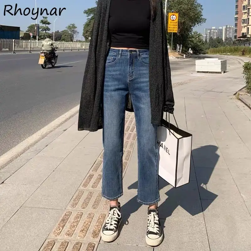 

Джинсы женские винтажные простые уличные универсальные студенческие осенние повседневные Модные Молодежные аксессуары в Корейском стиле ...