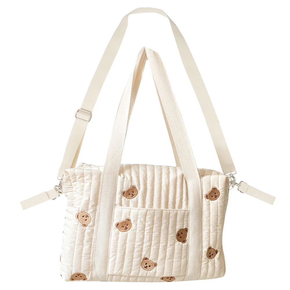 

Хлопковая Сумка для матери и мамы, мультяшная вышитая сумка через плечо для мам, многофункциональная Женская дорожная сумка-тоут для прогул...