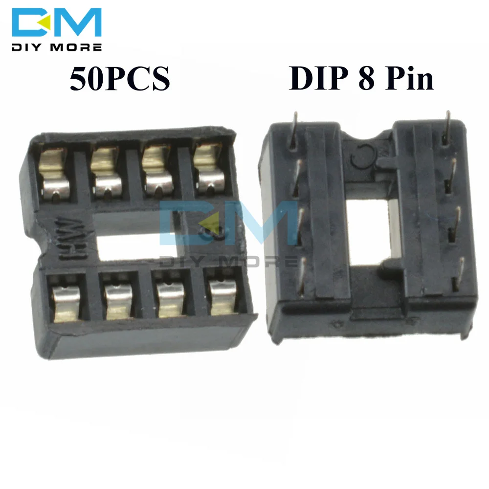 50PCS 8Pin 8 Pin DIP-8 8DIP 8 DIP IC Sockets Adaptor Solder Type IC Connector Chip Base 2.54MM