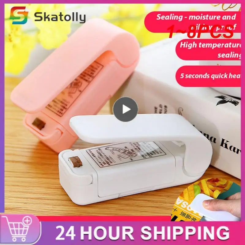 

1~8PCS Mini Heat Bag Sealing Machine Package Sealer Bags Thermal Plastic Food Bag Closure Portable Sealer Packing Kitchen