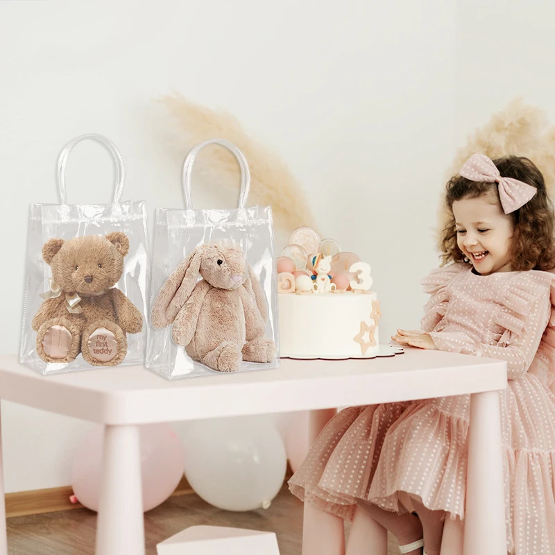 5 шт. прозрачные подарочные пакеты из ПВХ с ручкой