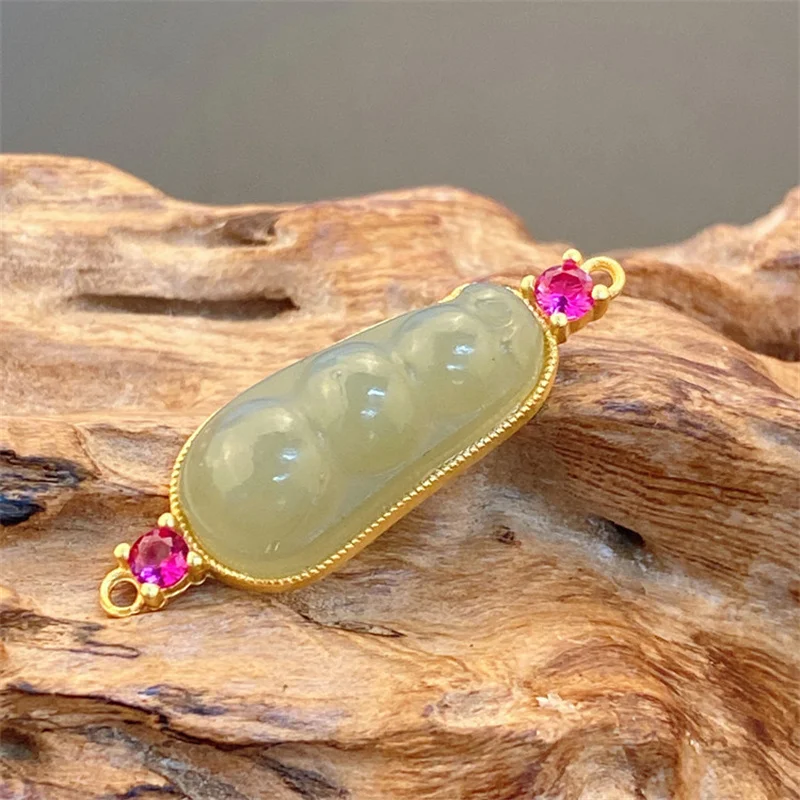 

5 шт., подвеска из серебра 925 пробы, с нефритом