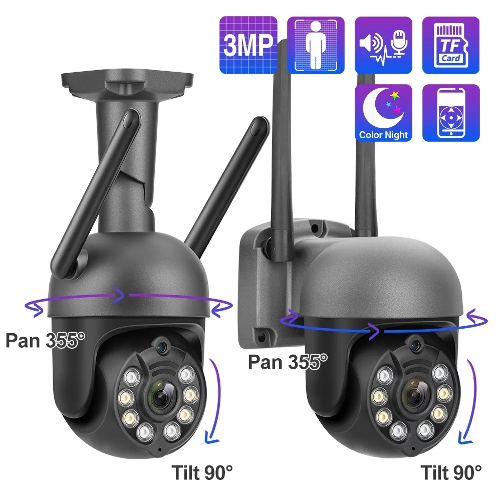 

Wireless Wifi IP Camera 3MP 1080P Two Way Audio Record Security Camera Full Color P2P CCTV Outdoor Video Surveillance