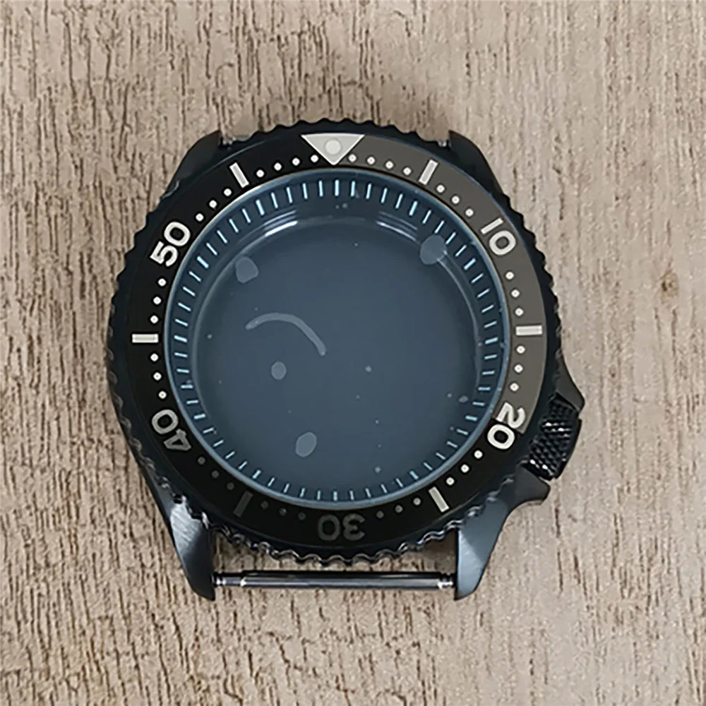 Black Watch Case PVD 41.5mm 316L Stainless Steel Case Black/White Inner Shadow Watch Case for NH35 NH36 Movement SKX007