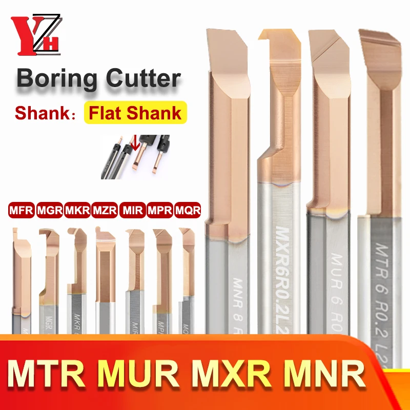 MTR MUR MXR MNR Carbide Lathe Boring Cutter Flat Shank  Coated Internal Turning Tool Copying Small Hole 3mm 4mm 5mm 6mm 8mm12mm