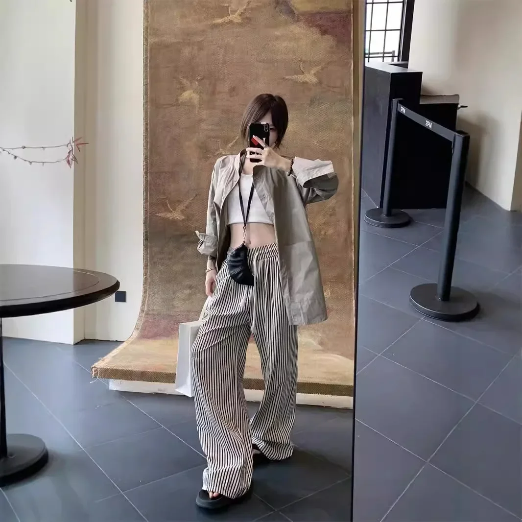 Винтажная однобортная куртка-рубашка с воротником-стойкой женский свободный топ