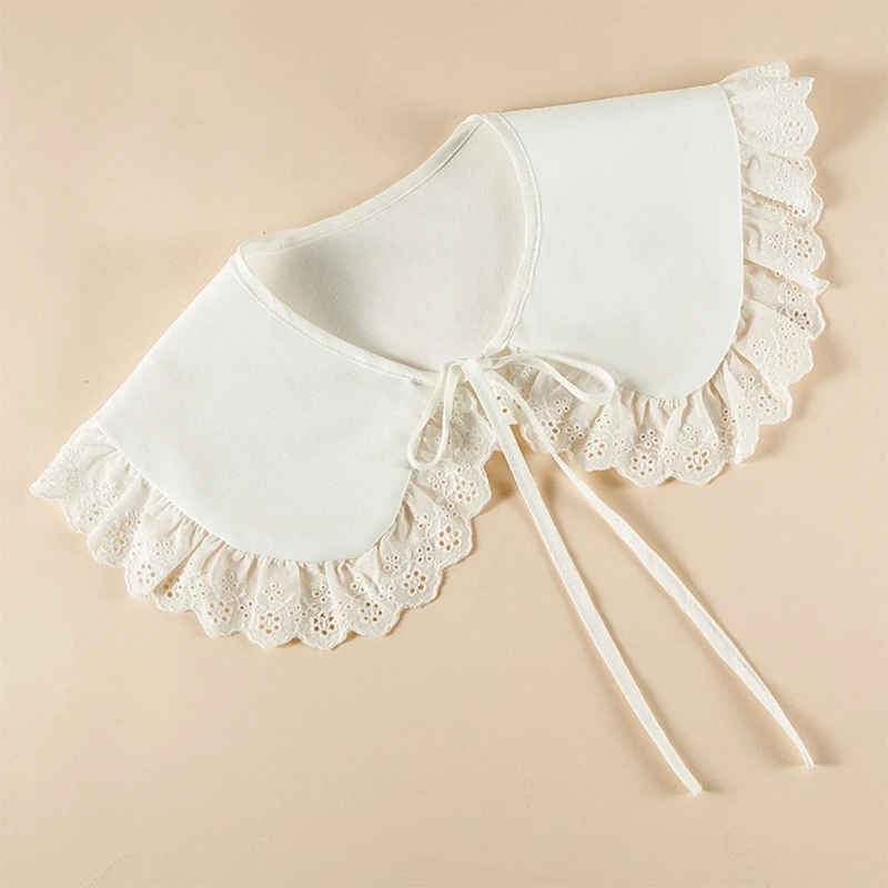 

Japanese Style for Doll Fake Collar Shawl Hollow Ruffled Lace Trim Necklace Cape