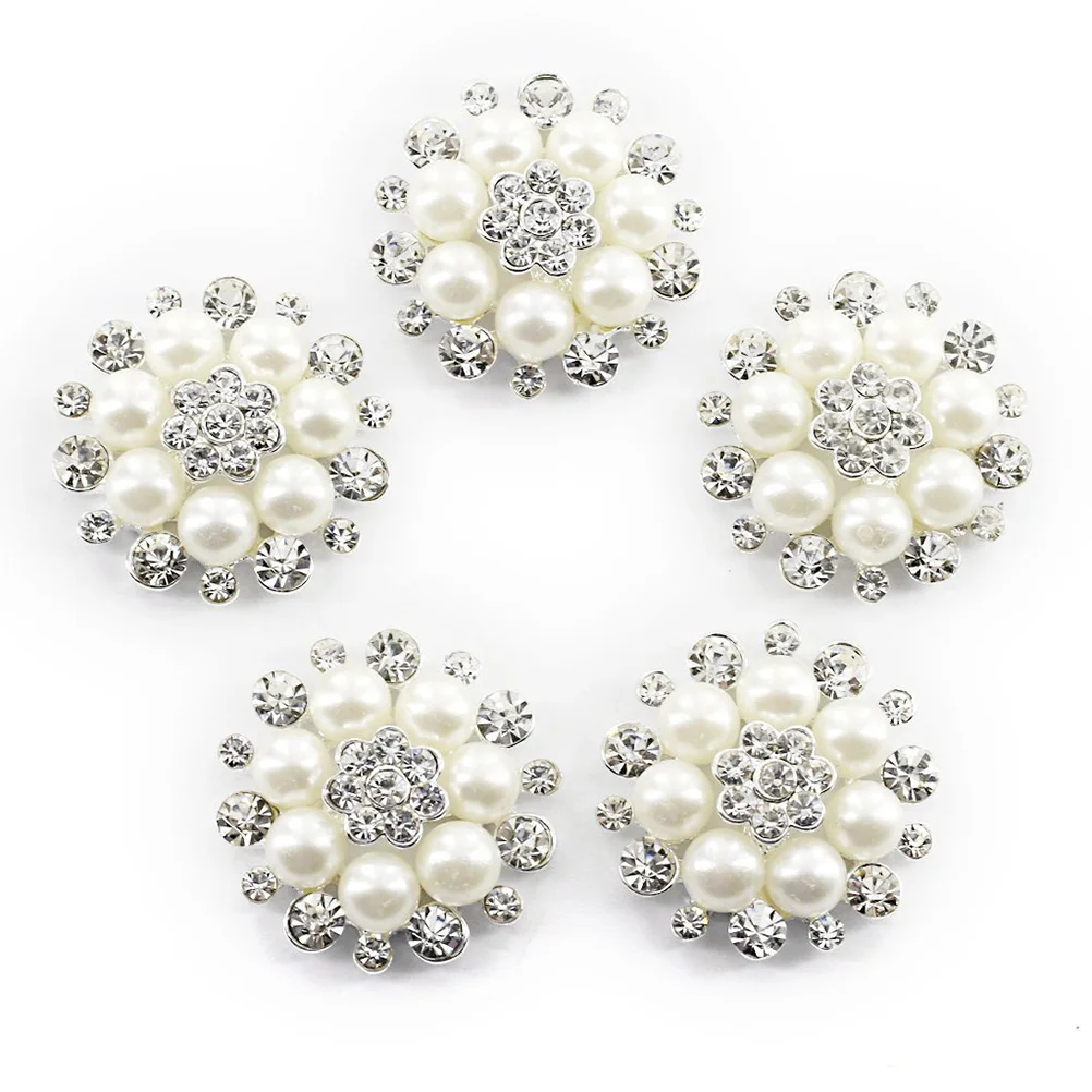 

Buttons Pearl Sewing Button Crafts Rhinestone Coat Faux Flower Embellishments Clothes Decorative Flowers Craft Brooches Pin