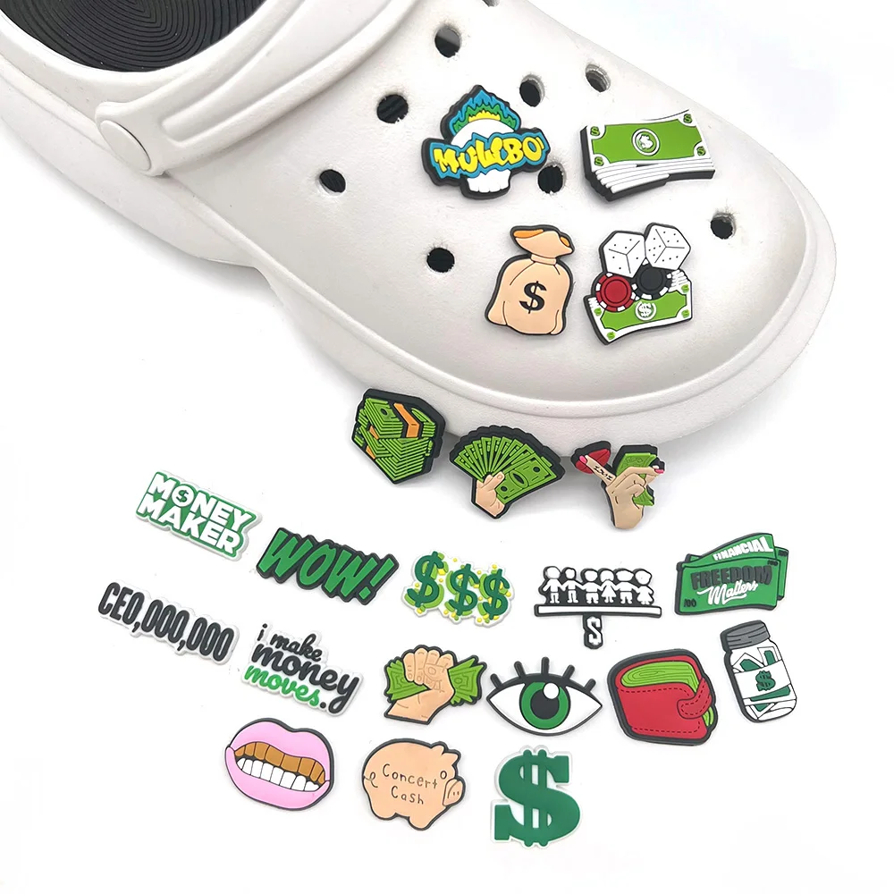 

Dollar Money Wallet Shoe Croc Charms for Clogs Sandals Decoration Shoe Accessories Charms for Friends Gifts