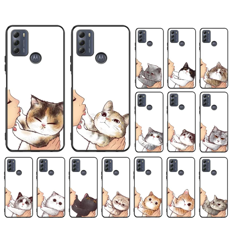 

No Kisses Cat Illustration Phone Case for Motorola Moto One E7 power E7Plus E6S E20 E40 One Fusion plus Edge 20 Fusion