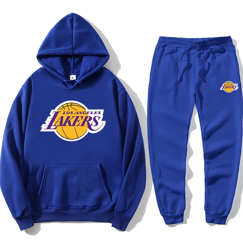 2023 Basketball fan fashion printed loose hoodie+jogging men's long sleeved hoodie+trousers sportswear casual suit for fans