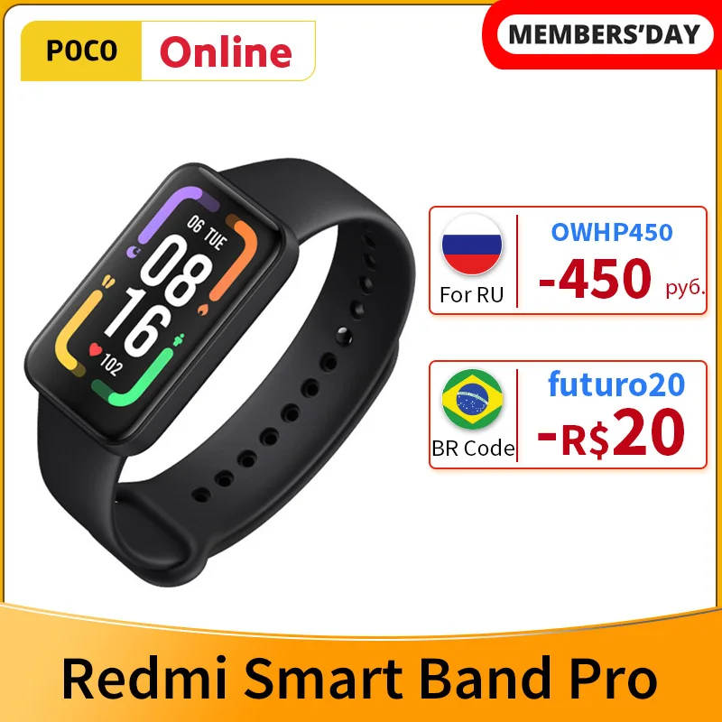 Браслет Xiaomi Redmi Smart Band Pro Mi Водонепроницаемый Фитнес-браслет с 6-цветным AMOLED