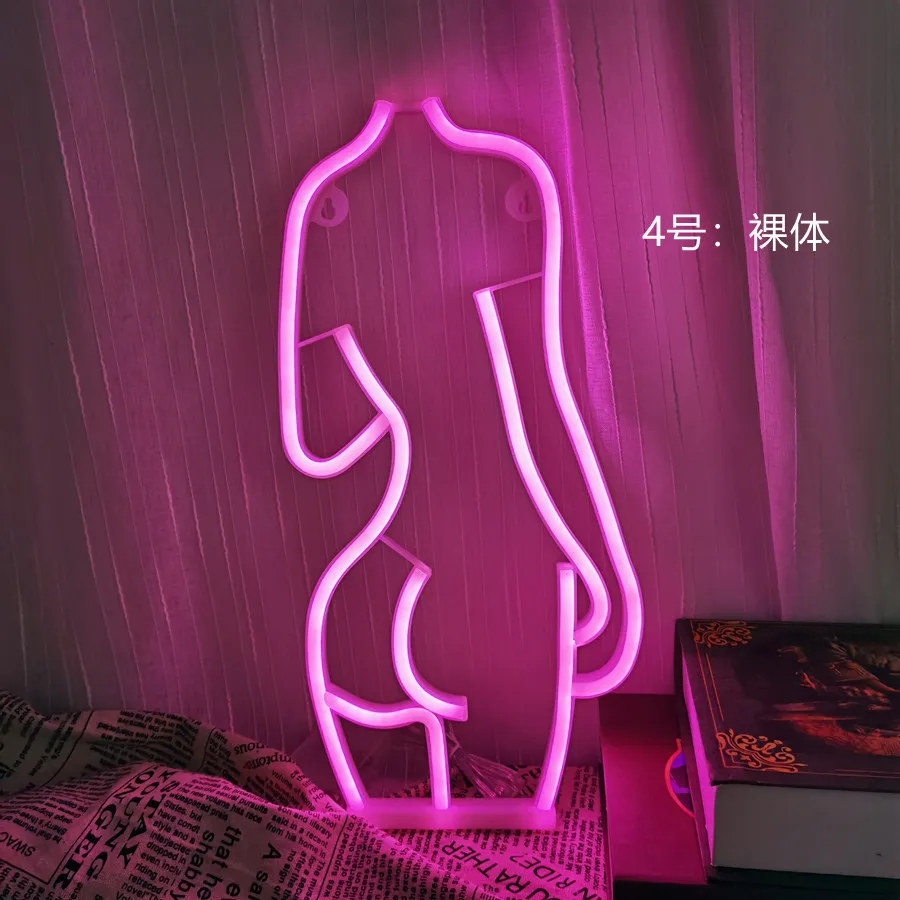 Lady Body LED Neon Light Sign Girl Female Model Acrylic Wall Art Lamp Decor for Home Party Wedding Holiday Night Lamps Xmas Gift