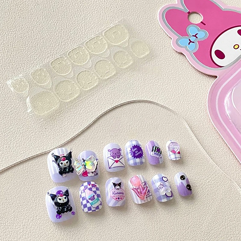 Sanrio Hello Kitty детские наклейки для ногтей милые самоклеящиеся нашивки Kuromi Cinnamoroll