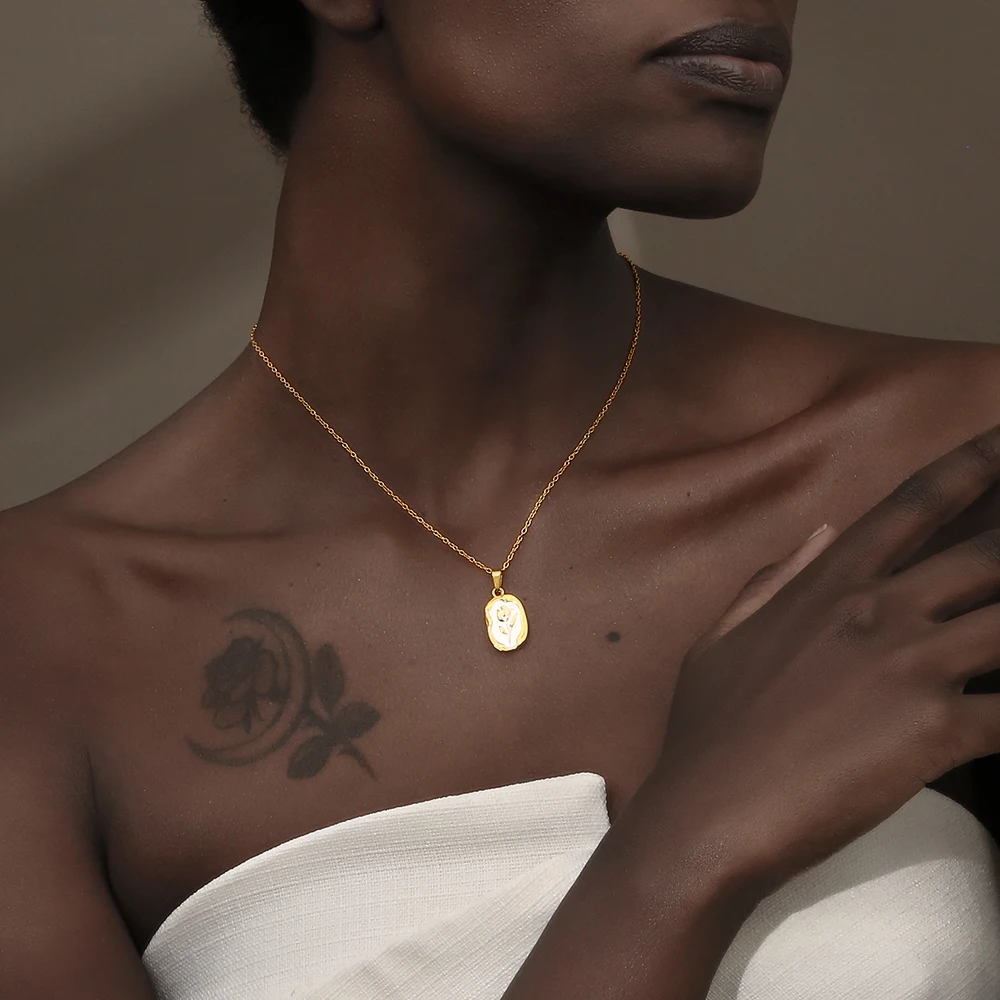 Женское Ожерелье из нержавеющей стали с фианитом 18 К