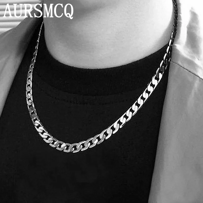 

925 Sterling Silver Necklace For Men's 16/18/20/22/24/26/28/30 Inches Classic 8MM Chain Luxury Jewelry Wedding Christmas Gifts