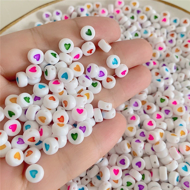

200pcs Colorful Heart Beads For Jewelry Making Acrylic Mixed Beads For Bracelet Handmade Diy Bracelet Necklace 2022 Wholesale