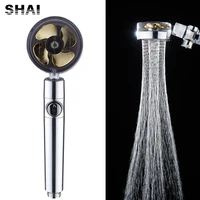 strong pressurization spray nozzle water saving rainfall 360 degrees rotating with small fan washable hand held shower head