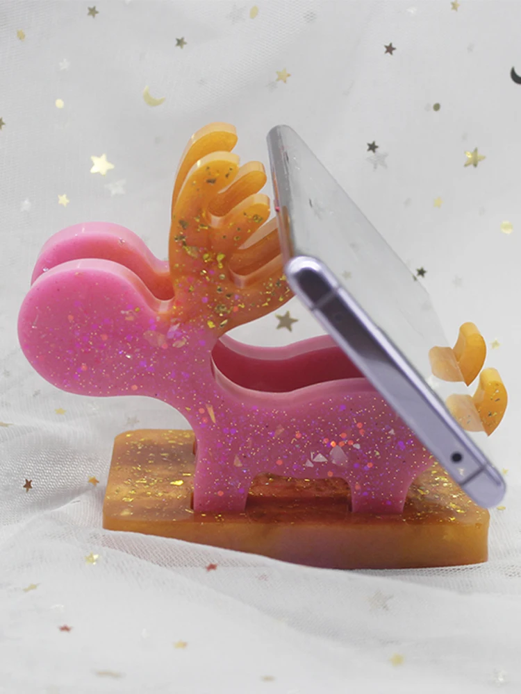 

Новинка, прозрачная эпоксидная форма, зеркальный креативный держатель для кронштейна в виде лося ручной работы, украшение из силикона