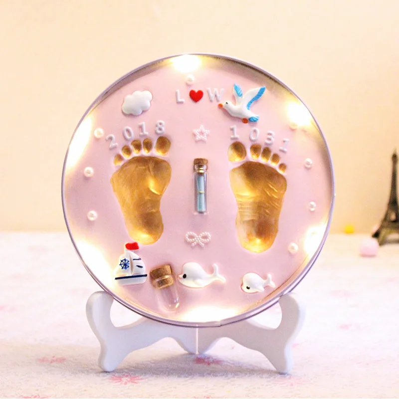 Baby Footprint Babies Hand Foot Imprint Kit Casting Toys Print Baby Handprint Newborn Souvenir Air Drying Soft Clay Accessories