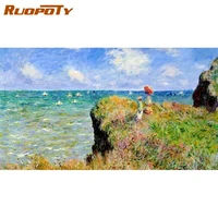 ruopoty picture by numbers kits for adults children seaside steep cliff landscape painting by number handmade 40x50cm framed