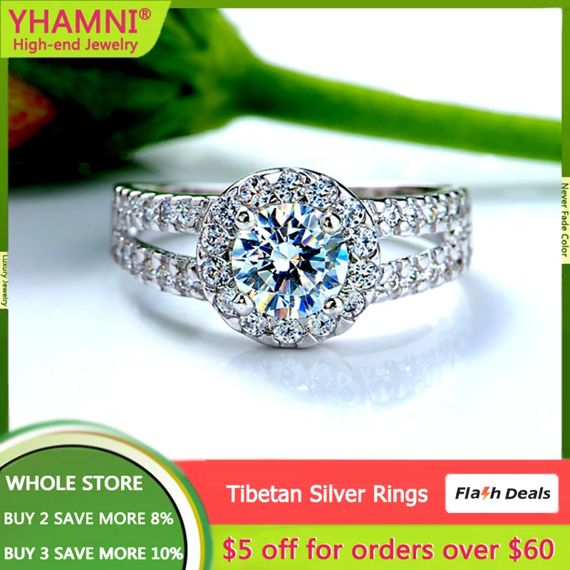 

YHAMNI 100% оригинальное женское кольцо из тибетского серебра в двух цветах