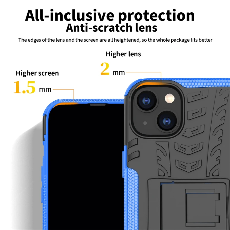 For iPhone 14 Max Case Silicone Robot Rubber Phone Holder Protective Hard Case for iPhone 14 Pro Max Case For iPhone 14 Cover