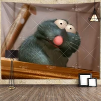 funny ratatouille meme anime tapestry hd large fabric macrame wall hanging background home decoration cloth room decor yoga mats