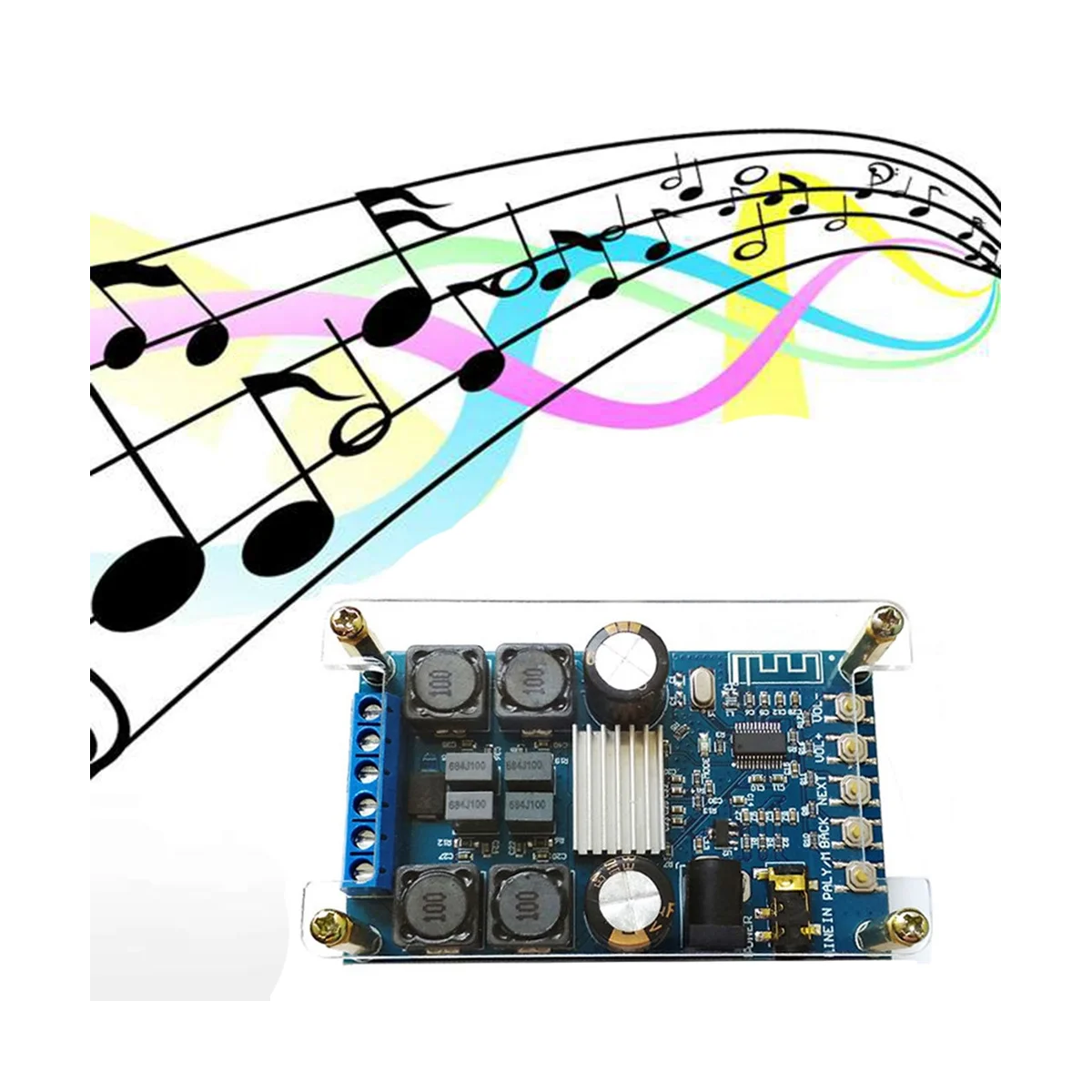 

ZK-502B Bluetooth Digital Amplifier Board with Case 50Wx2 Dual-Channel Stereo Audio Amplifier No Sound DC4.5-27V