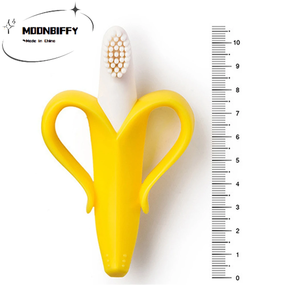Безопасные детские игрушки в виде банана силиконовые жевательные зубные щетки