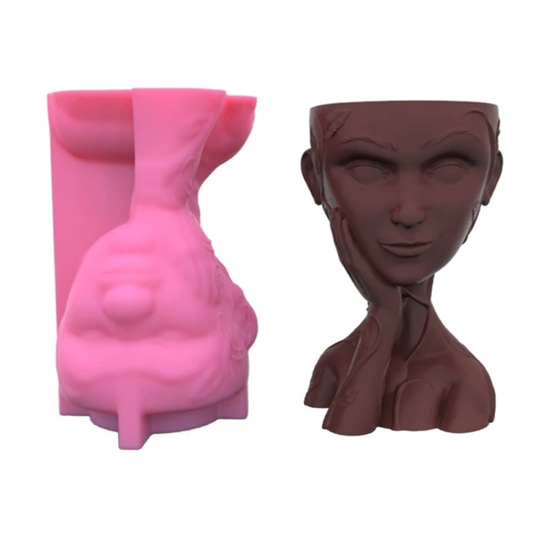 

E0BF Щека Поддержка Мыслитель Цветочный Горшок Смола Плесень DIY Пластыри Сочные Плантаторы Плесень