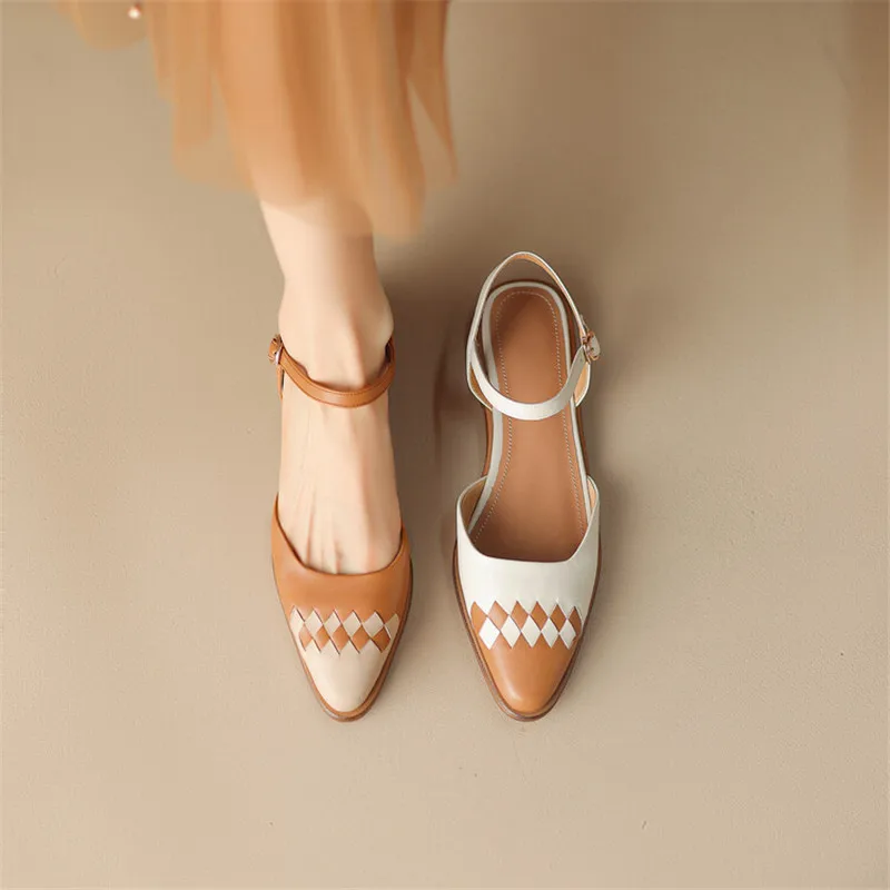 

2023 New Fashion Mixed Color Casual Sandals Round Toe Summer Sandals Concise Roman Shoes Chunky Heel Low Heels Sandals for Women