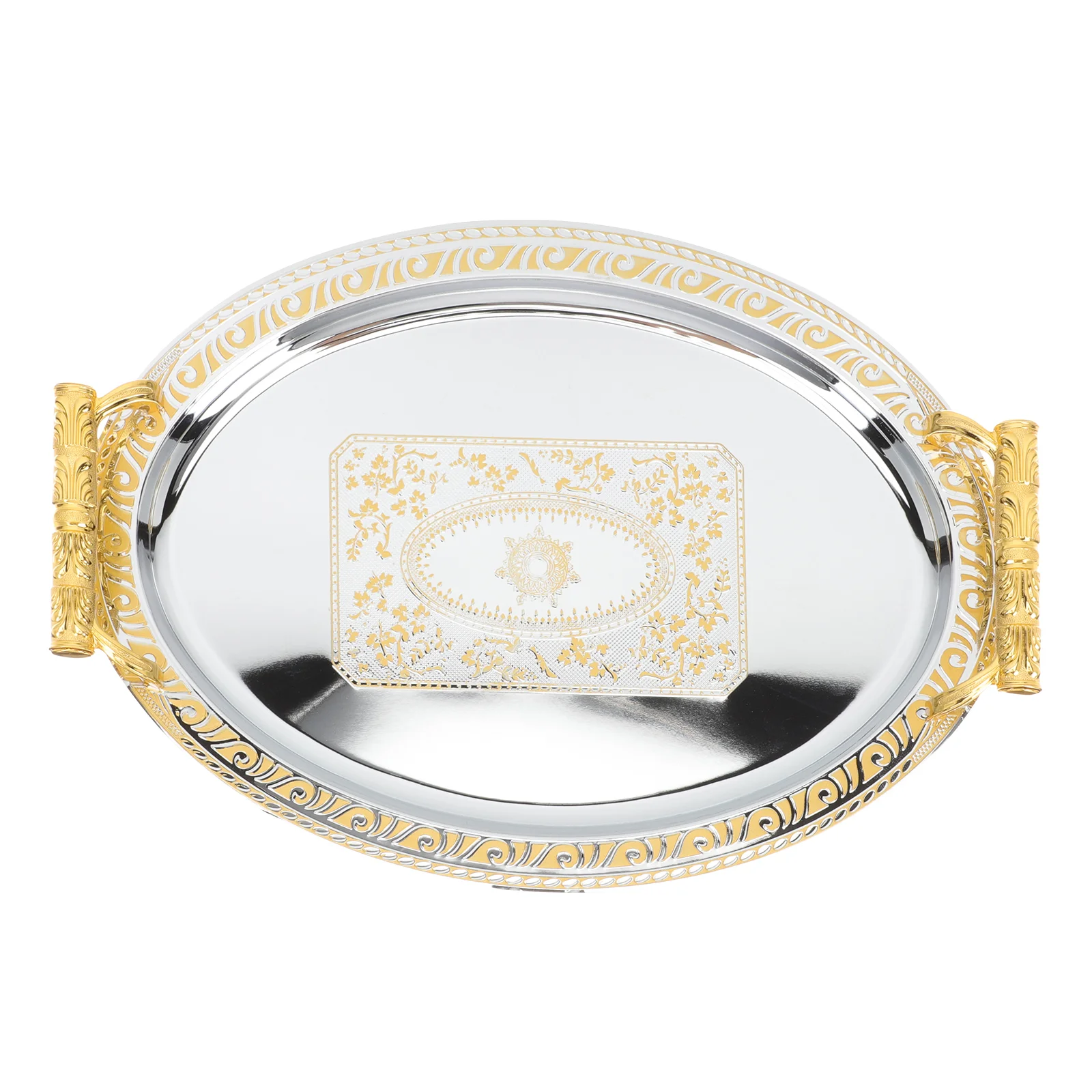 

Tray Serving Coffee Plate Storage Oval Table Metal Fruit Cup Steel Stainless Tea Snack Ottoman Dessert Dish Plates Platter Home