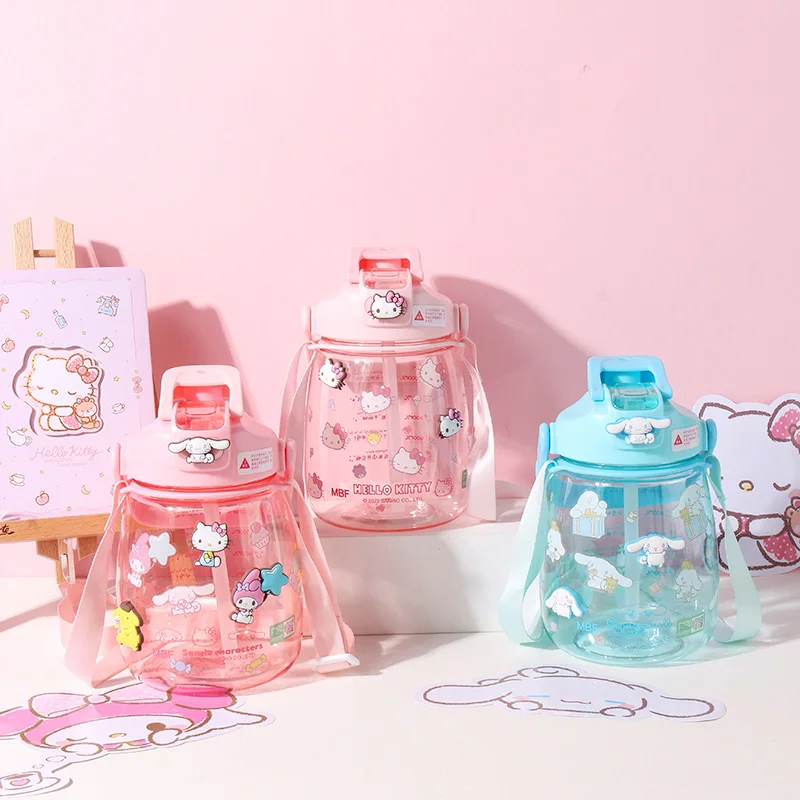 Kawaii Sanrioed MyMelody Kuromi Cinnamoroll мультяшная большая чашка для живота соломенная