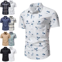summer new mens fashion printed short sleeve shirts business casual shirts everyday office shirts european size