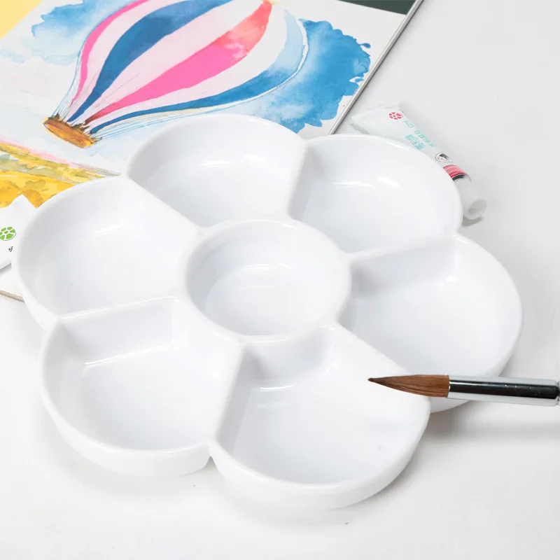 

Thickened Imitation Porcelain 7-hole Plum Blossom Color Palette Traditional Chinese Painting Oil Painting Art Color Palette