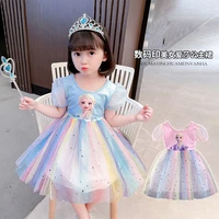girls elsa princess dress frozen summer rainbow dress kids clothes kids dresses for girls korean baby clothes