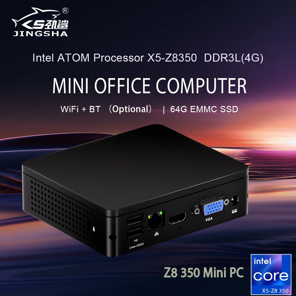 JINGSHA Mini PC X5 Z8350 1 92 ГГц 4 ГБ ОЗУ 64 SSD Windows 10 Linux Поддержка жесткого диска VGA HD Dual Output WIN10 TV