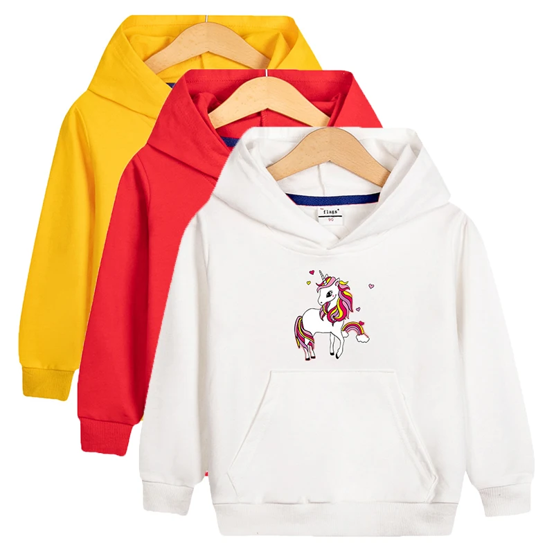 Girls Boys Unicorn Hoodies Spring Autumn Kids Long Sleeve Sweatshirts Cute Cartoon Sportswear 2-10 Years Unsex Children Clothes