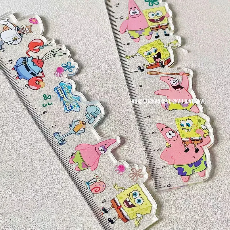 

Kawaii Ruler Cartoon Transparent Acrylic SpongeBob SquarePants Patrick Star Student Exam Painting Ruler As a Gift for Children